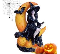 Décor de table d’Halloween | Ornement gothique de collection avec lumière | Figurine de sorcière, décor de table, pour bibliothèque, armoire, entrée, porche, rebord de fenêtre, étagère flottante