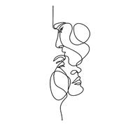 Décor De Visage De Couple Minimaliste, Silhouette minimaliste Décoration d'Art de Ligne de Visage Sticker Mural Décor Couple Ligne Maison Mur Art Décor, Art mural abstrait Deco Murale Salon (50*18cm)