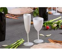 Decor Decorline - 96 x Flûtes à champagne à pied en plastique Dur de Qualité Supérieure, Verres à Champagne Réutilisables pour Mariages et Fêtes, 170 ml Blanc - Réutilisables et Stables