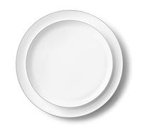 Decor Decorline - Ensemble Vaisselles d'assiettes Plastique Dur et Réutilisables, 20 pièces/Pour 10 Personnes - Edge - Blanc/Argent - Assiettes Dîner & Entrée Dessert - 2 tailles (10x26cm & 10x21cm)