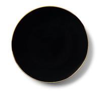 Decor Decorline - Ensemble Vaisselles d'assiettes réutilisables de 32 pièces/Pour 16 Personnes - Classic Combo - Noir/Or - Assiettes Dîner & Entrée Dessert - 2 tailles (16x26cm & 16x19cm)