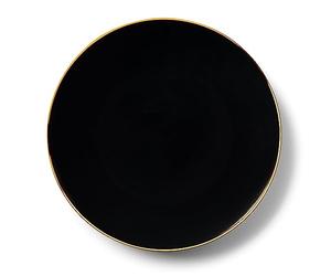 Decor Decorline - Ensemble Vaisselles d'assiettes réutilisables de 32 pièces/Pour 16 Personnes - Classic Combo - Noir/Or - Assiettes Dîner & Entrée Dessert - 2 tailles (16x26cm & 16x19cm)