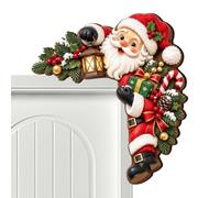 Décor Du Haut Du Cadre De Porte Sticker Panneau Lumineux Père Noël Mignon | Décor de Porte pour Noël Pour pendaison de crémaillère mur fête bureaux pièce classe MZ1347 côté droit