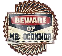 Decor for Man Cave Autocollants pour pare-chocs - Beware of Mr. Oconnor Bon autocollant durable facile à appliquer pour décoration extérieure (8 x 12 cm)