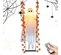 Décor Halloween Extérieur, Grand Fantôme Suspendu avec 8 Modes Lumineux | Format Grand Et Tissu Semi-transparent Pour Un Rendu Fantomatique Visible De Jour Comme De Nuit Dans Le Jardin