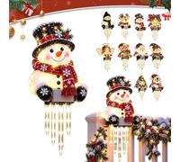 Décor lumière glaçon bonhomme neige lueur d'hiver, balustrade décor neige | Bonhomme neige suspendu, décoration extérieure avec LED blanc chaud, 5 gouttes glaçons for porche, terrasse(A,3D)