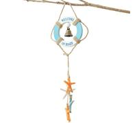 Décor Mural Nautique Bouée De Sauvetage Suspendable avec Corde Et Cloche