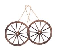 Décor Mural Roue de Charrette Ronde en Bois 2 Pièces Style Vintage | Grain , Texture Rustique, à Suspendre Murale, pour Portes et Maisons, Ambiance Western Café