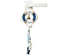 Décor Nautique Bouée de Sauvetage Murale Suspendue avec Corde et Cloche