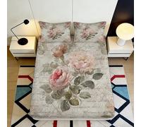 Décor raffiné Bed Sheet Motif Rose 3D Printed, Microfiber Toucher dou, Gift Bedding Set, protège Matelas, Facile à Retirer, Chambre Principale 200x200x25cm
