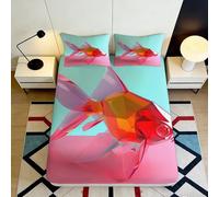 Décor raffiné Poisson Rouge Bed Sheet, Microfiber Toucher Doux, 3D Printed, Facile d’Entretien, Student Dorm Bedding, Protection Matelas, Ambiance Chambre Jeune 200x200x25cm