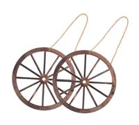 Décor Roue Wagon Ronde en Bois Café, Lot de 2, Style Western | Texture Rustique, Grain , Ambiance à Thème, pour Murs et Portes, Salon ou Bar-restaurant