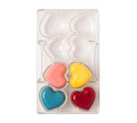 DECORA, 0050073 Moule à chocolat en forme de cœur en polycarbonate, 8 cavités de 50 x 20 mm, Idéal pour obtenir des chocolats brillants et croquants, Poignée ergonomique brevetée, Fabriqué en Italie.