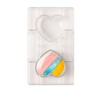 DECORA, 0050074 Moule à chocolat en forme de cœur en polycarbonate, 2 cavités de 75 x 25 mm, Idéal pour obtenir des chocolats brillants et croquants, Poignée ergonomique brevetée, Fabriqué en Italie.