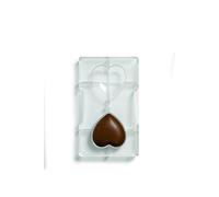DECORA, 0050078 Moule à chocolat en forme de cœur en polycarbonate, 2 cavités de 67,9 x 66,4 mm, Idéal pour avoir des chocolats brillants et croquants, Poignée ergonomique brevetée, Fabriqué en Italie.