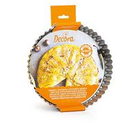 Decora, 0070017 Moule à Tarte avec Fond Amovible en Acier antiadhésif, Rond Ø 30 x H 3,5 cm, Facilite Le démoulage des gâteaux, Design Professionnel, Gris