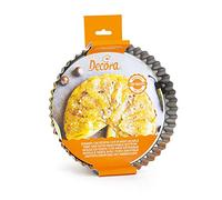 DECORA, 0070018 Moule à tarte avec fond amovible en acier antiadhésif, Rond Ø 28 x 3,5 cm, Facilite le démoulage des gâteaux, Design professionnel.