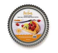 DECORA, 0070030 Moule astucieux pour tarte, en acier antiadhésif, Rond Ø 24 x 3 cm, Facilite le garnissage de la tarte, Design professionnel.