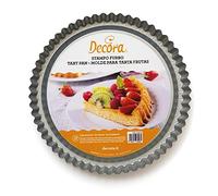 DECORA, 0070031 Moule astucieux pour tarte, en acier antiadhésif, Rond Ø 28 x 3 cm, Facilite le garnissage de la tarte, Design professionnel, Gris