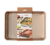 Decora, 0070103 Moule Gold Line rectangulaire 34,7 x 24,5 x 5,5 cm, Idéal pour réaliser des gâteaux au Four, en métal antiadhésif Robuste, Or