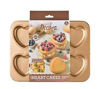 Decora, 0070110 Moule Gold Line pour Mini-gâteaux en Forme de cœur, 12 cavités Ø 9,5 cm, Idéal pour préparer de charmants Mini-gâteaux, en Acier antiadhésif.