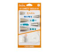 Decora 0252046 Lot de 7 douilles à pâtisserie, orange, en acier inoxydable sans soudure, avec adaptateur standard pour petites douilles et grand support à fleurs
