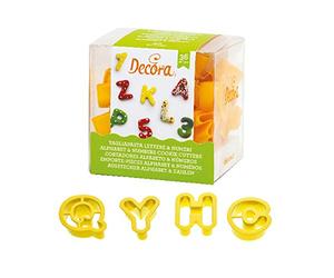 DECORA, 0255084 Kit d'emporte-pièces lettres et chiffres petits 2 X H 1,6, Le kit idéal pour créer des décorations en pâte à sucre ou en pâte à gomme, Fabriqué en Italie, Ensemble de 36 pièces.