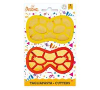 DECORA, 0255136 Kit d'emporte-pièces masques de carnaval, Le kit idéal pour créer des décorations en pâte à sucre ou en pâte à gomme, Fabriqué en Italie, Design original. Ensemble de 2 pièces.