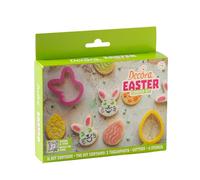 Decora 0255233 Kit de décoration de Pâques, 2 emporte-pièces lapin et œuf et 4 pochoirs, idéal pour réaliser décorations en trois dimensions pour les biscuits, fabriqué en Italie Lot de 6