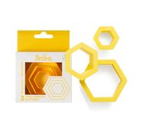 Decora 0255302 SET 3 CUTTERS EN HEXAGON - Jaune -1,5/2,5/3,5 H2,2 CM