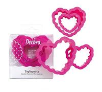 Decora 0255306 Set 4 EMPORTE-Piece Coeur CANNELE 4-5,5-7-8 H 2,2 CM, Plastique, Rose