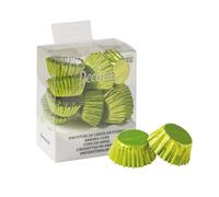 Decora 0339785 Lot de 180 caissettes à muffins métallisées vert citron, 27 x 17 mm, pour la cuisson et la présentation de muffins, résistantes jusqu'à 180 °C, sous blister, fabriquées en Italie