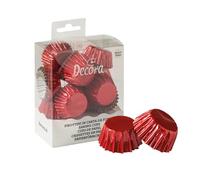 Decora 0339797 Lot de 180 caissettes de cuisson Bon Bon rouge métallisé, 27 x 17 mm, pour la cuisson et l'emballage cadeau de muffins, résistantes jusqu'à 180 °C, sous blister, fabriquées en Italie