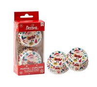 Decora 0339897 Lot de 36 caissettes de cuisson Joyeux Noël, 50 x 32 mm, pour la cuisson et l'emballage de muffins, résistantes jusqu'à 180 °C, sous blister, fabriquées en Italie