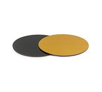 Decora, 0932552 Assiette sous-gâteau en Carton, Revêtue de Plastique, Épaisseur de 3 mm, Idéale pour présenter et Servir des gâteaux, Couleur Or et Noir, Diamètre de 32 cm.