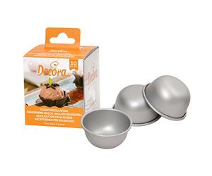 Decora COD. 0062951 CF 10 MOULES Demi-SPHÈRE en Aluminium ANODISÉ Ø 5 X H 2,3 CM, Argent