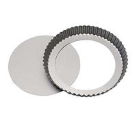 Decora, 0070015 Moule pour tarte avec fond amovible en acier antiadhésif, Rond Ø 20 x H 3,5 cm, Facilite le démoulage des gâteaux, Design professionnel, Gris