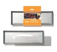 DECORA, 0070026 Moule pour tarte de dimensions 35 x 11 x 2,5 cm, avec fond amovible en acier antiadhésif, Rectangulaire étroit, Facilite le démoulage des gâteaux, Design professionnel.