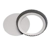 Decora, 0070017 Moule à Tarte avec Fond Amovible en Acier antiadhésif, Rond Ø 30 x H 3,5 cm, Facilite Le démoulage des gâteaux, Design Professionnel, Gris