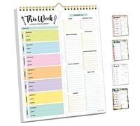 Decorably 52 feuilles pastel non datées pour planificateur de repas hebdomadaire et liste d'épicerie avec aimants puissants, 21,6 x 27,9 cm, bloc-notes magnétique à ressort pour planification des