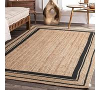 DECORAM WORLD Tapis en jute tressé fait à la main de 4x6 pieds avec bordure noire - Tapis en fibre naturelle durable pour salon, chambre à coucher et espaces modernes