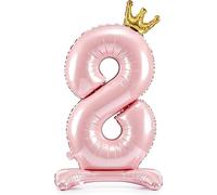 Decoraparty Ballon en forme de numéro 8 rose debout en aluminium, ballon en aluminium pour femme gonflable, avec air, pour fête, anniversaire, diplôme, fille, 84 cm