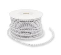 Decoraparty Cordon Blanc de 3 mm, Ruban tressé en Polyester Coton, pour Cadeaux, fête, Communion, baptême, Confirmation, Mariage, créations, 3 mm x 25 m