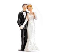 Decoraparty Figurine Cake Topper pour Gâteau de Mariage - Couple de Jeunes Mariés, Décoration de Table, Pièce Maîtresse en Résine - Hauteur 11 cm