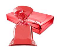 Decoraparty Lot de 50 pochettes cadeaux rouges métalliques 35 x 50 cm, sacs en ppl plastique polypropylène élégants pour emballage fête du Nouvel An, anniversaire, Noël, célébration, (50 pièces)