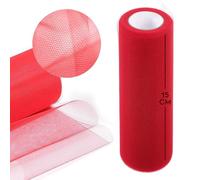 Decoraparty Rouleau de tulle rouge de 15 cm x 9 mètres, bobine de voile élégante pour décoration, cadeaux, bricolage, Saint-Valentin, Noël, emballages, ornements de table, ruban