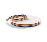 Decoraparty Ruban arc-en-ciel épaisseur 1 cm, ruban décoration multicolore en polyester, pour emballage cadeau, fête, anniversaire, célébration, création - H 10 mm x L 25 m