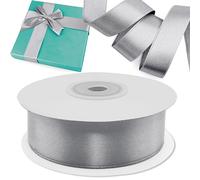 Decoraparty Ruban argenté de 25 mm en satin, ruban argenté satiné pour emballage cadeau, décoration de Noël, élégant rouleau de 25 m
