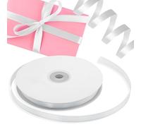 Decoraparty Ruban blanc de 10 mm, rouleau de ruban élégant en double satin pour bonbonnière, mariage, communion, confirmation, cadeaux, bricolage, longueur 50 m