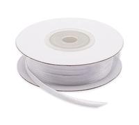 Decoraparty Ruban Blanc Double Satin 3 mm, Bobine L 50 m pour Boîtes à dragées, Bonbonnières, Fleurs, Gâteaux, Faveurs de Mariage, Baptême, Communion, Noël, Anniversaire, Cérémonie, Fête prénatale